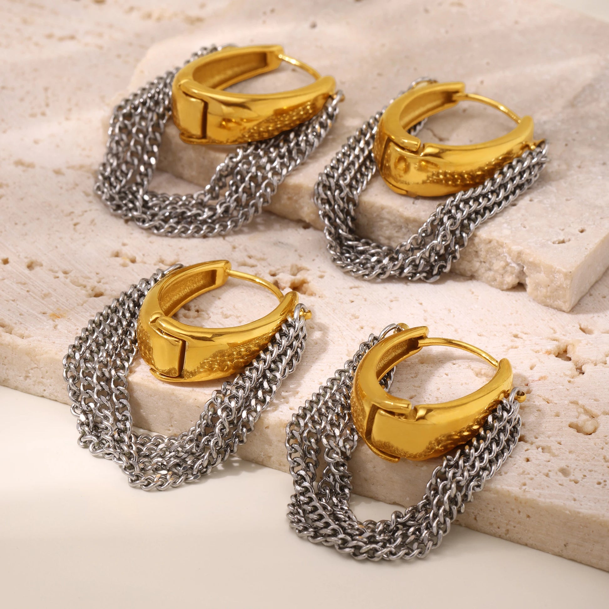 Chain Fringe Hoop Earrings