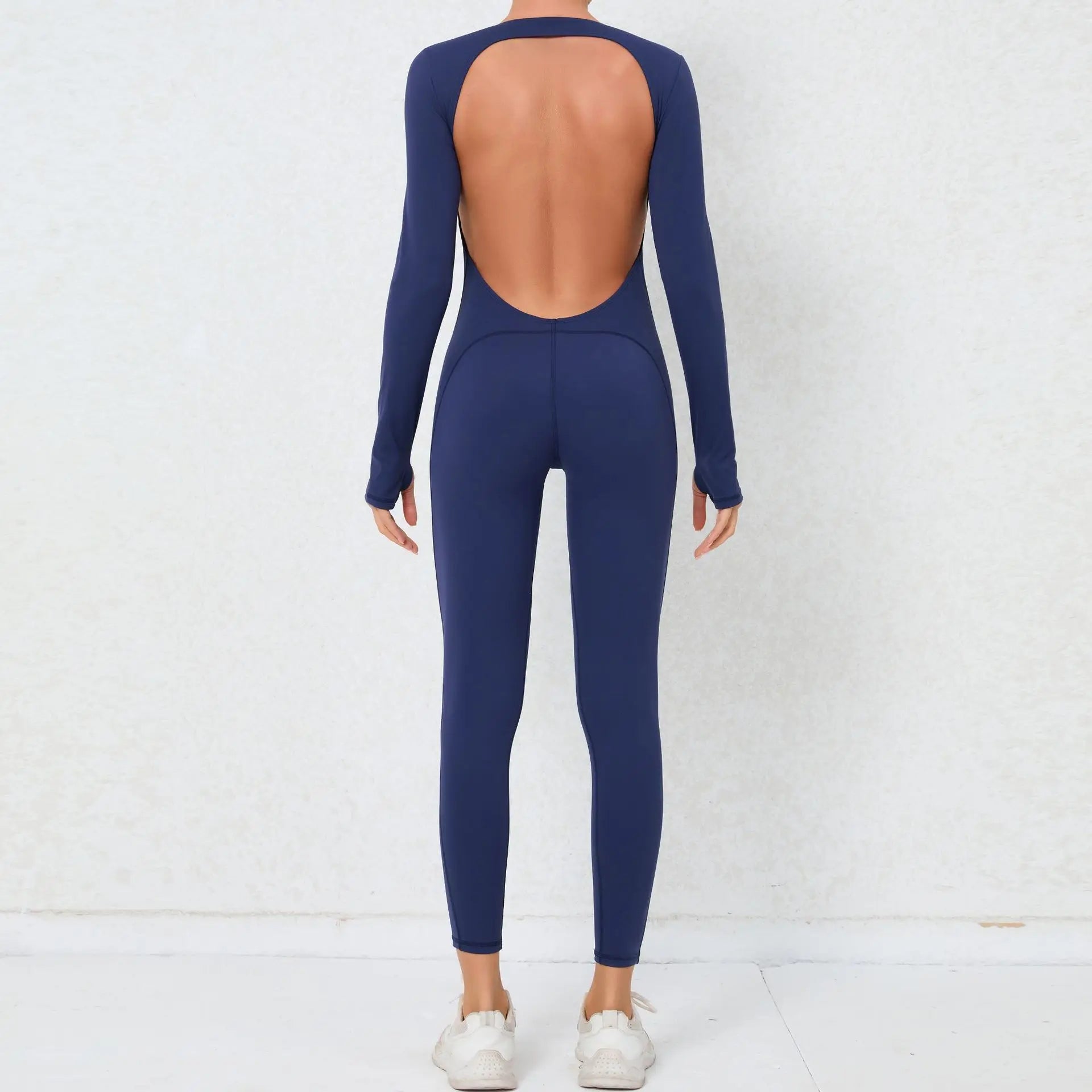 Backless Long-Sleeve One-Piece Jumpsuit