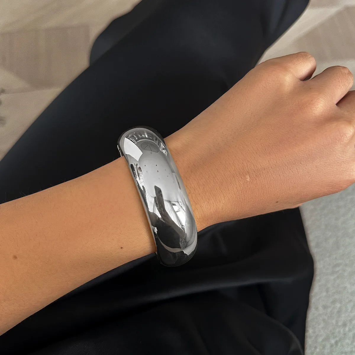 Bold Chunky Sculpted Cuff & Ring Set – Gold & Silver Finish