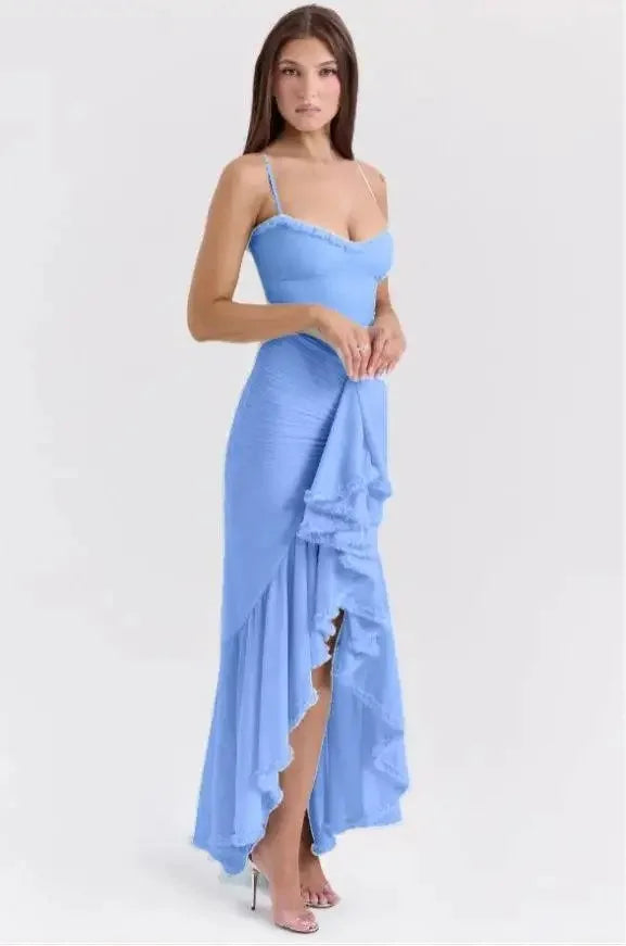 Ruched Spaghetti Strap Maxi Dress