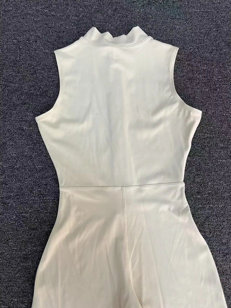 Sleeveless Zip Front Workout Romper