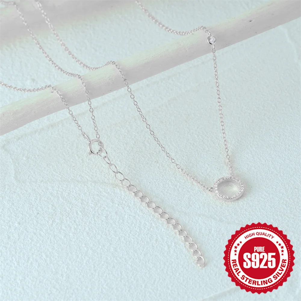 Dainty Circle Pavé Pendant Necklace