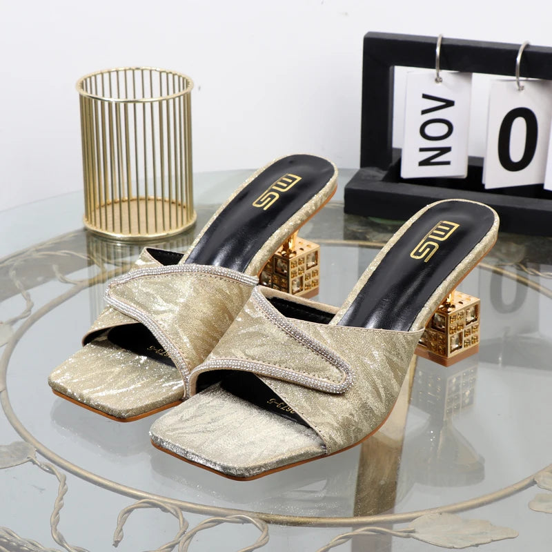 Embellished Block Heel Mules