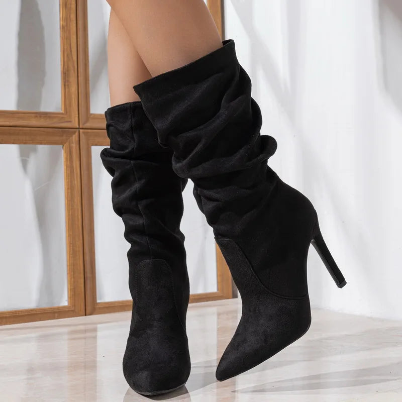 Suede Slouchy Stiletto Boots