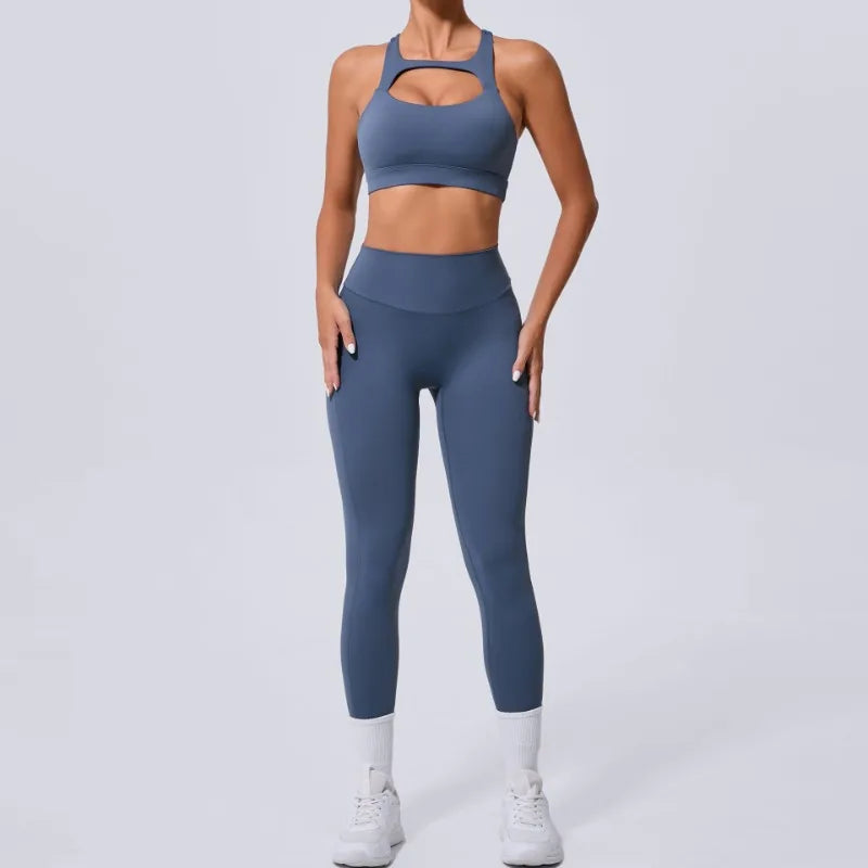 Cutout Sports Bra & High-Waist Pocket Leggings Set