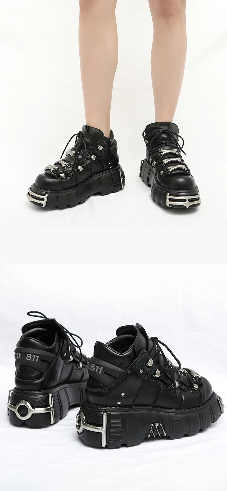 Gothic Platform Metal Sneakers
