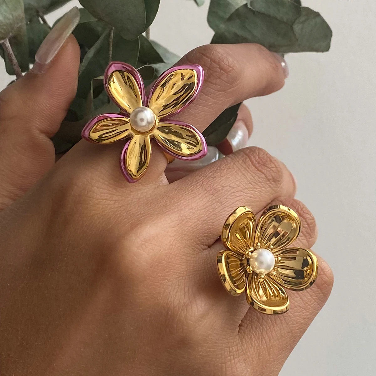 Pearl Petal Bloom Statement Ring