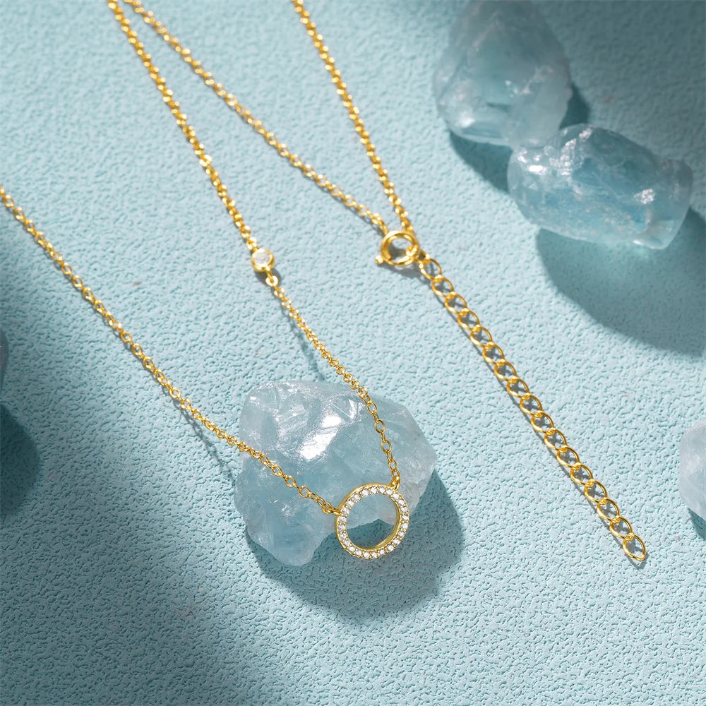Dainty Circle Pavé Pendant Necklace