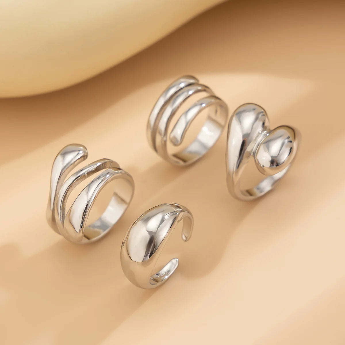 Bold Chunky Sculpted Cuff & Ring Set – Gold & Silver Finish