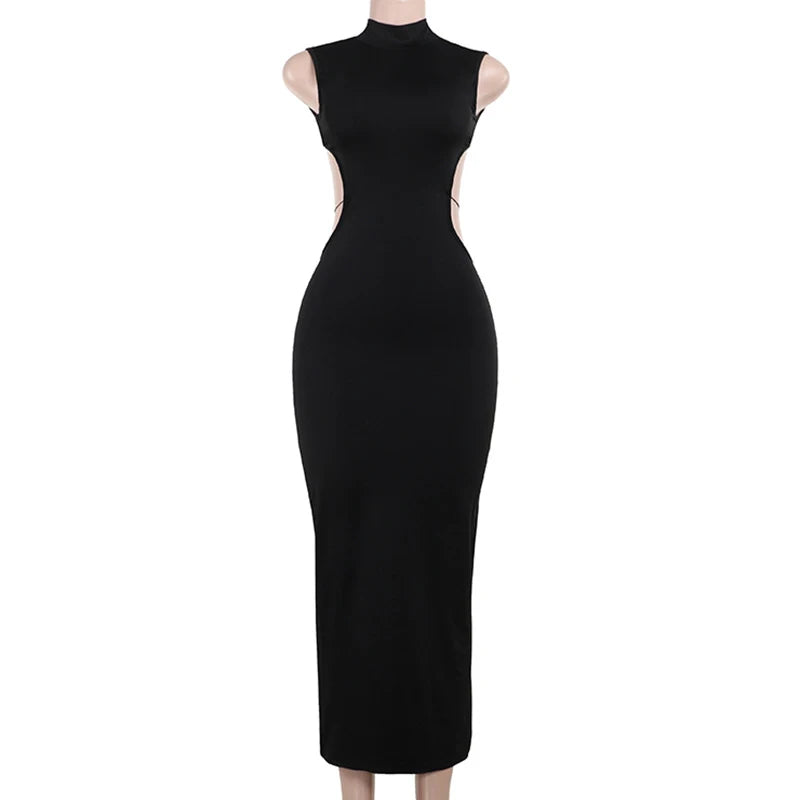Midnight Allure Lace-Up Dress