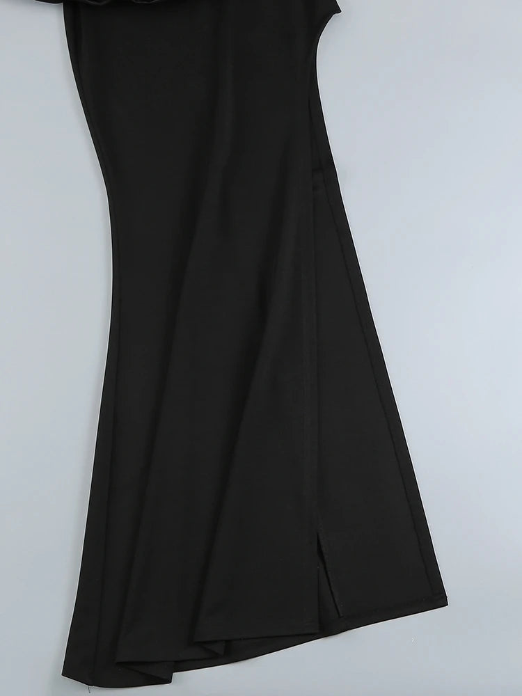 Off-Shoulder Satin Evening Gown