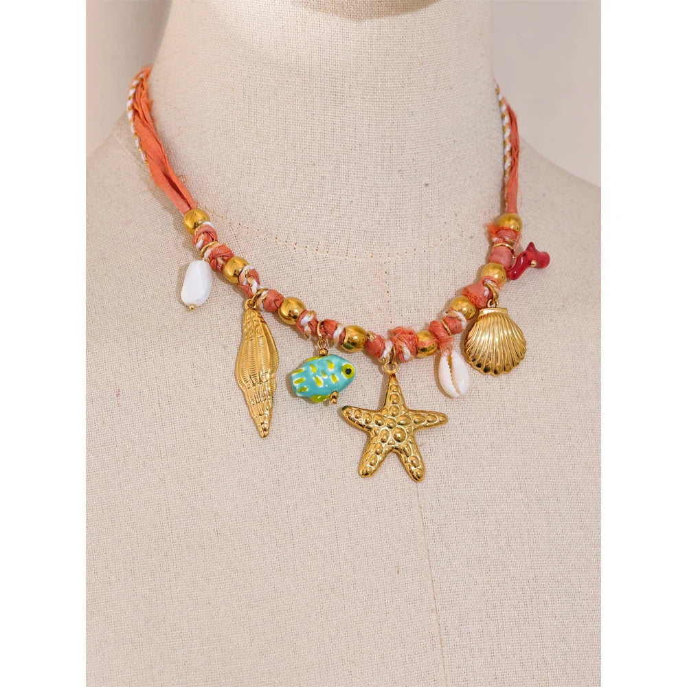 Beach Charm Statement Necklace