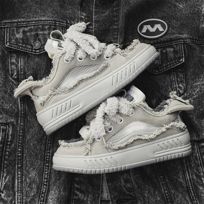 Fuzzy Lace Retro Sneakers