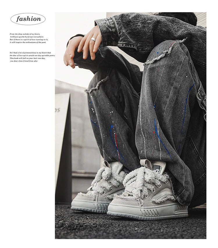 Fuzzy Lace Retro Sneakers