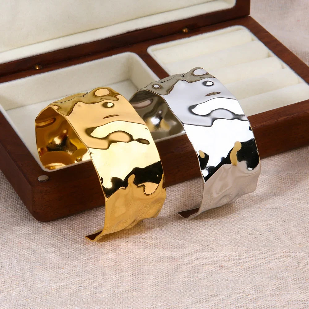 Hammered Wide Cuff Bracelet