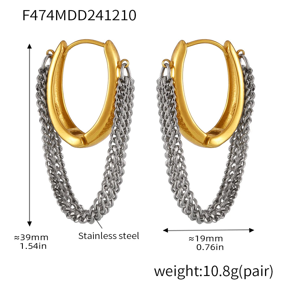 Chain Fringe Hoop Earrings