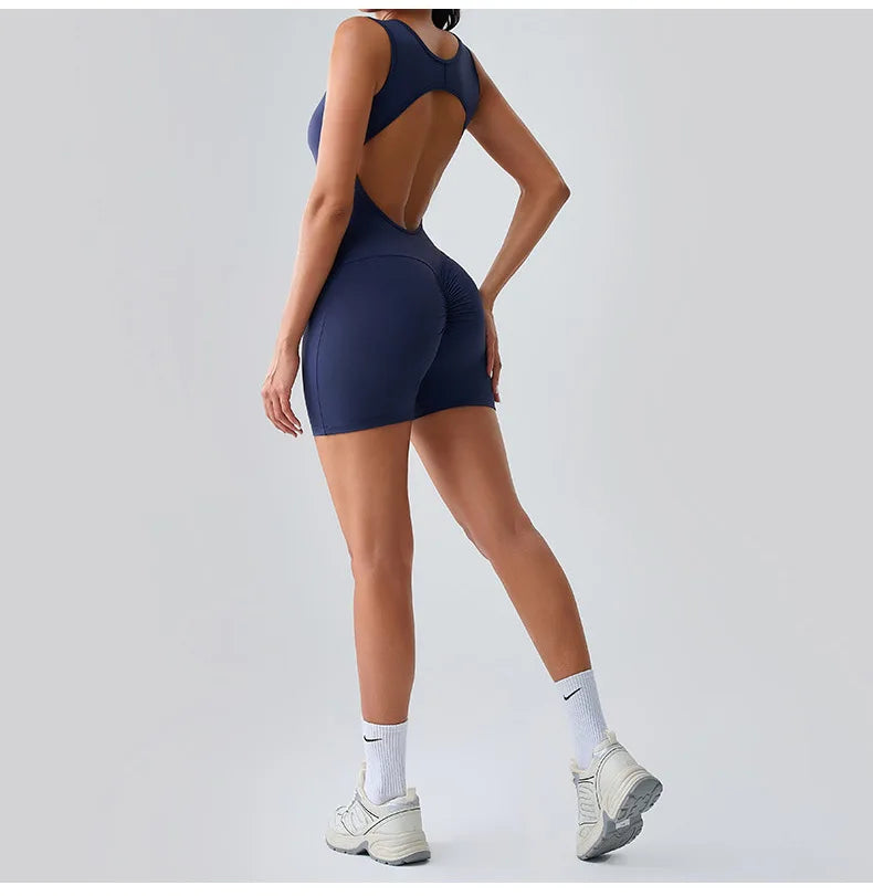 Open Back Biker Short Romper