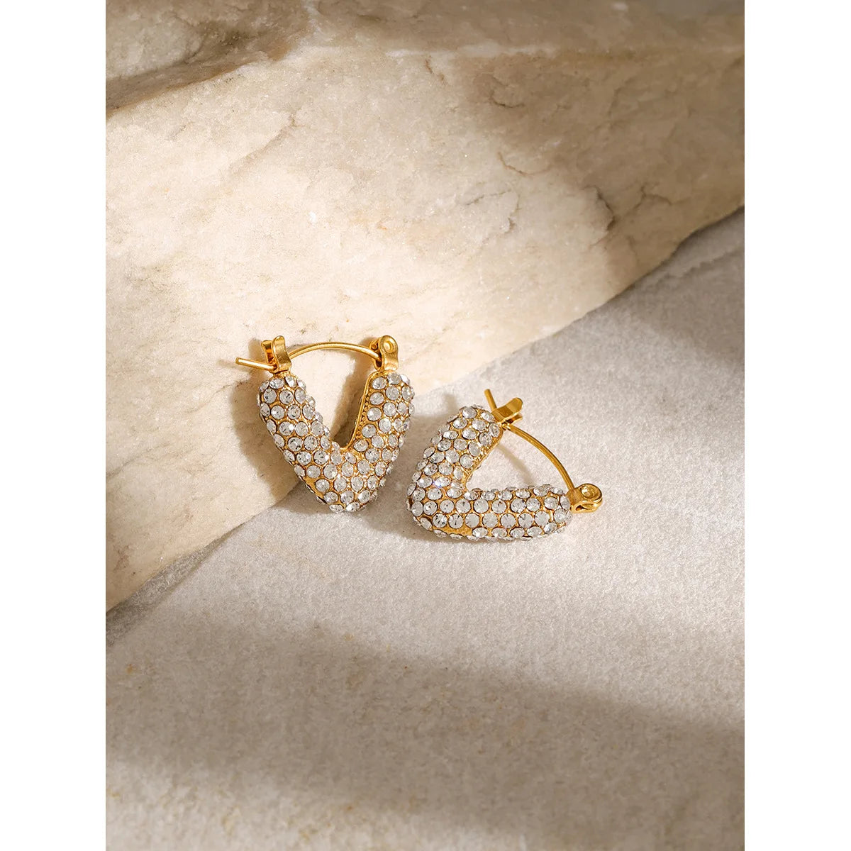Pearl Cluster V Hoop Earrings