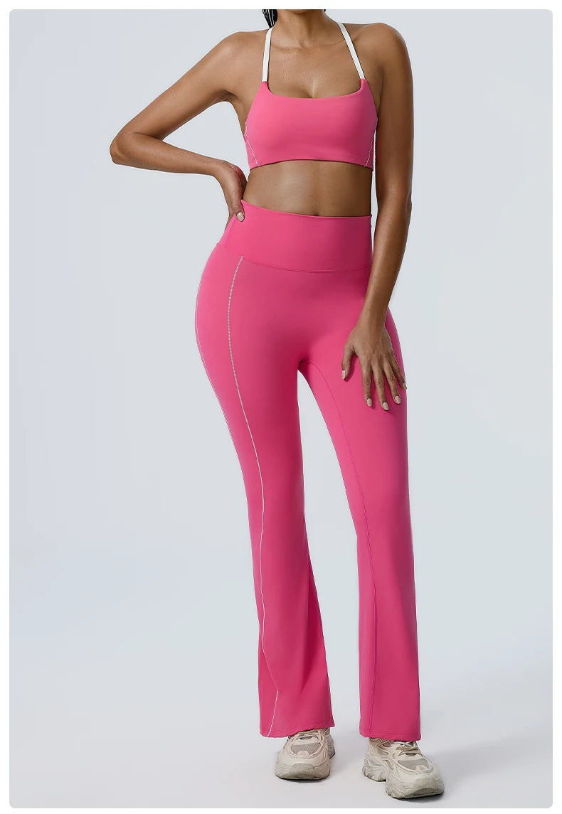 Piped Flared Leggings Workout Set
