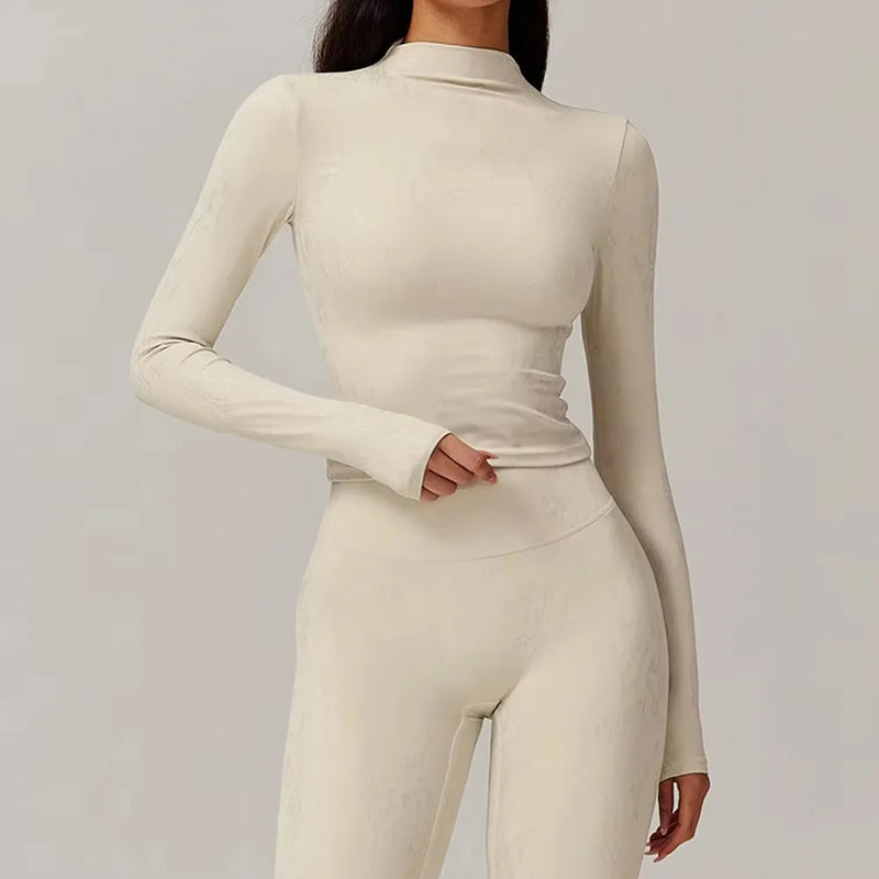 Long Sleeve Seamless Mock Neck Crop Top