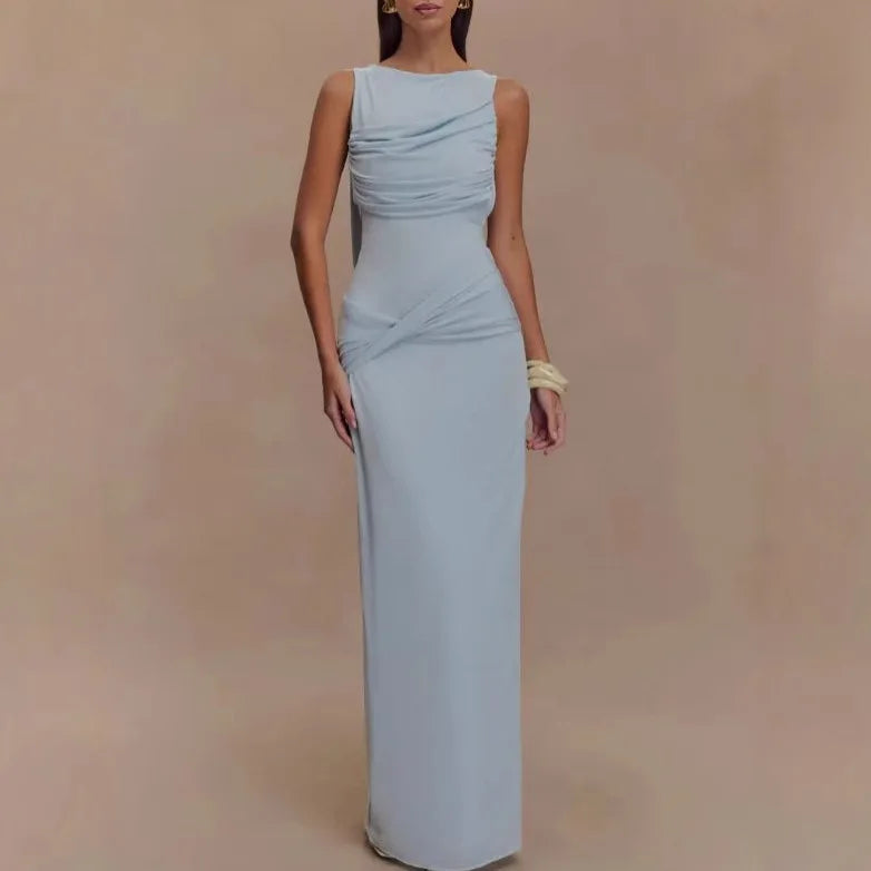 Ruched Sleeveless Maxi Dress