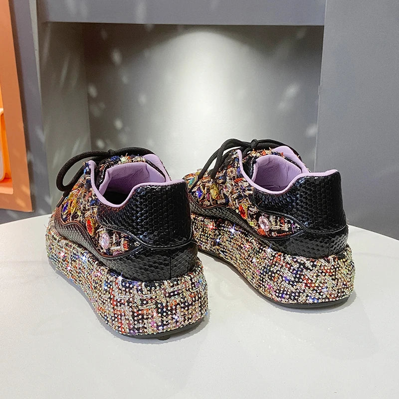 Crystal Embellished Platform Sneakers