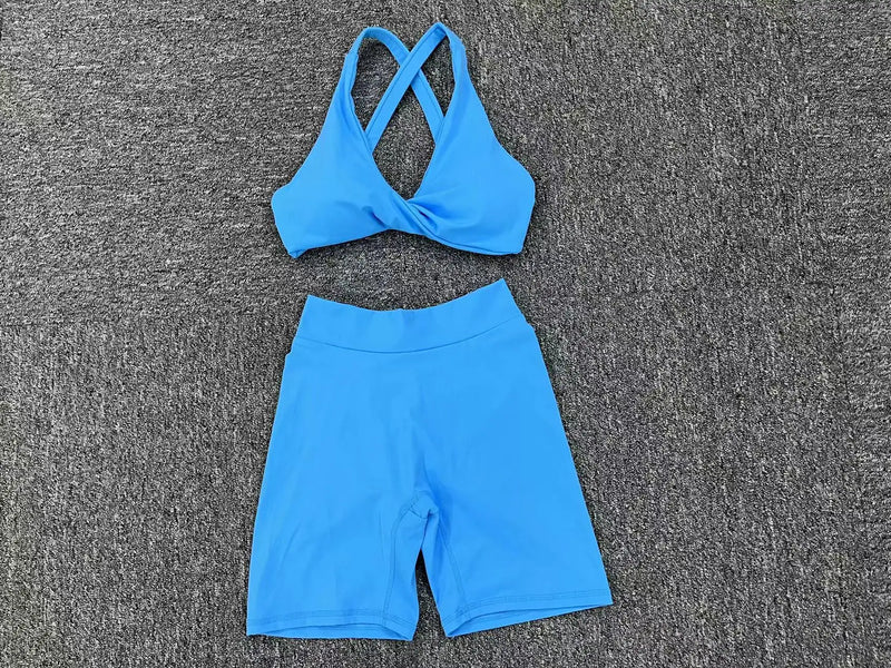 Crossover Bra & Shorts Gym Suit (2 pcs)