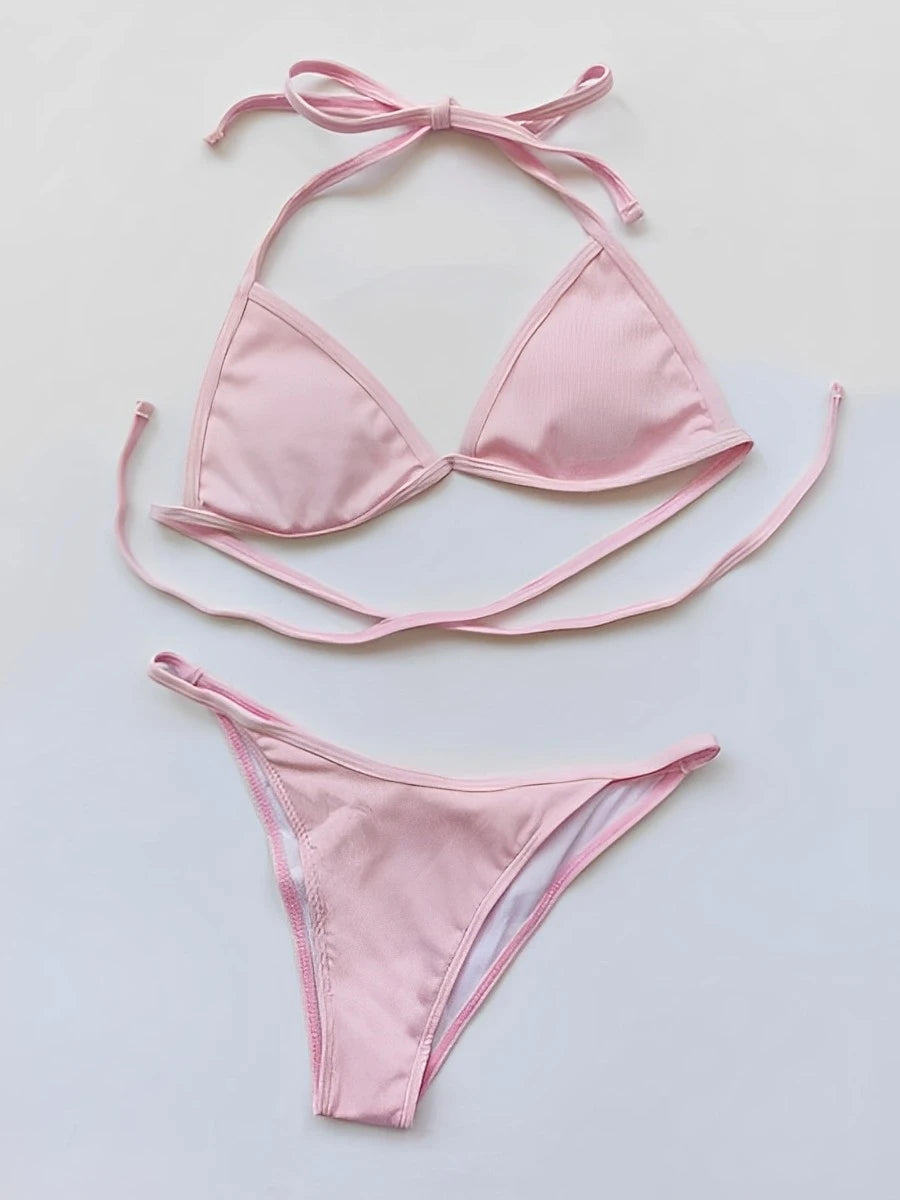 Tie Front Bikini Set with Matching Cover-Up Skirt