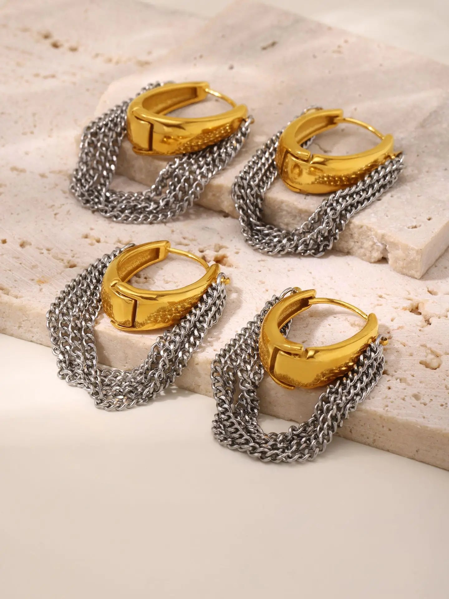 Chain Fringe Hoop Earrings