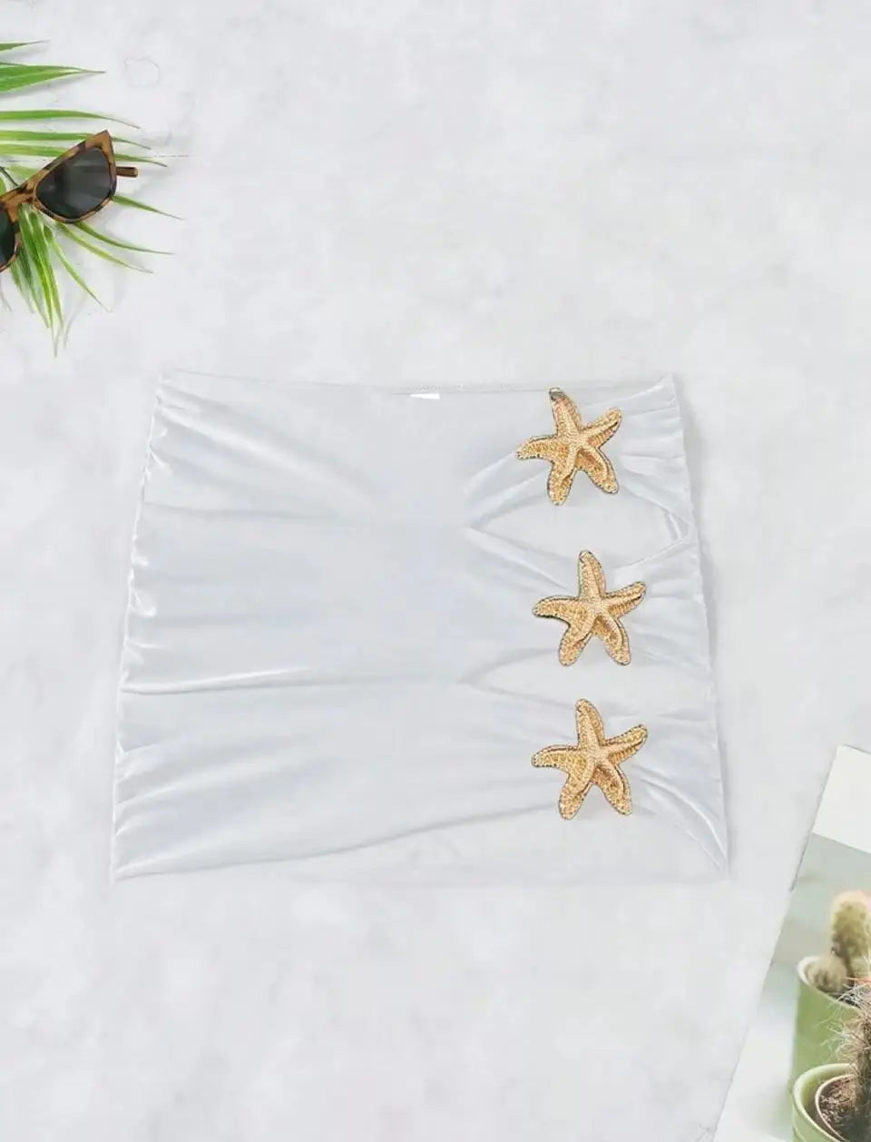 Starfish Accent Ruched Mini Skirt