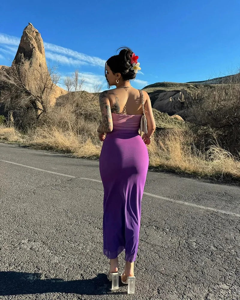 Ombre Mesh Bodycon Maxi Dress