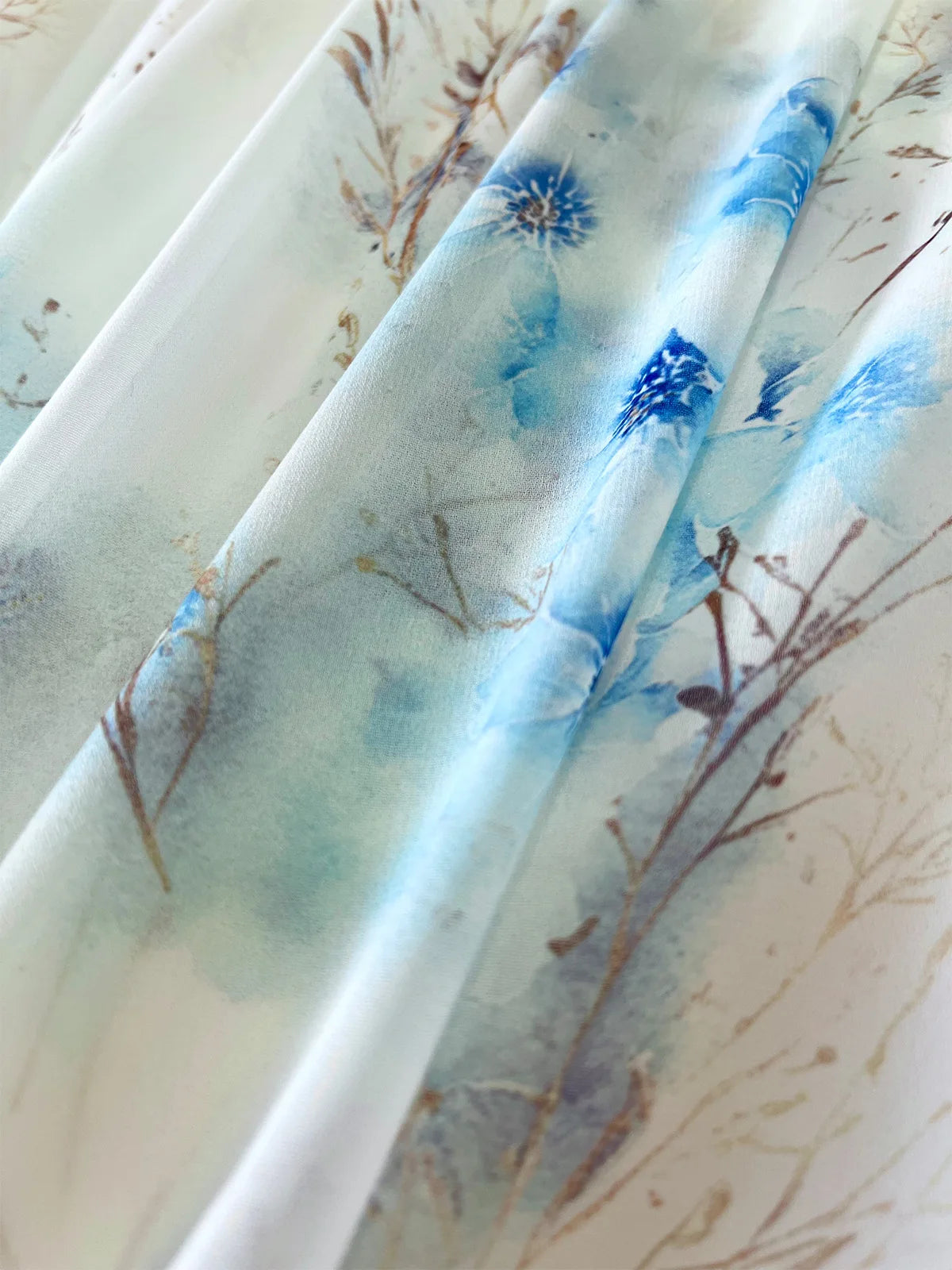 Blue Blossom Chiffon Maxi Dress