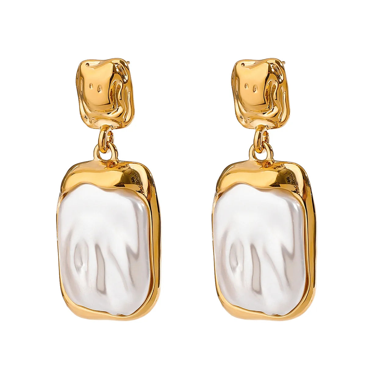 Molten Baroque Pearlescent Rectangle Drop Earrings