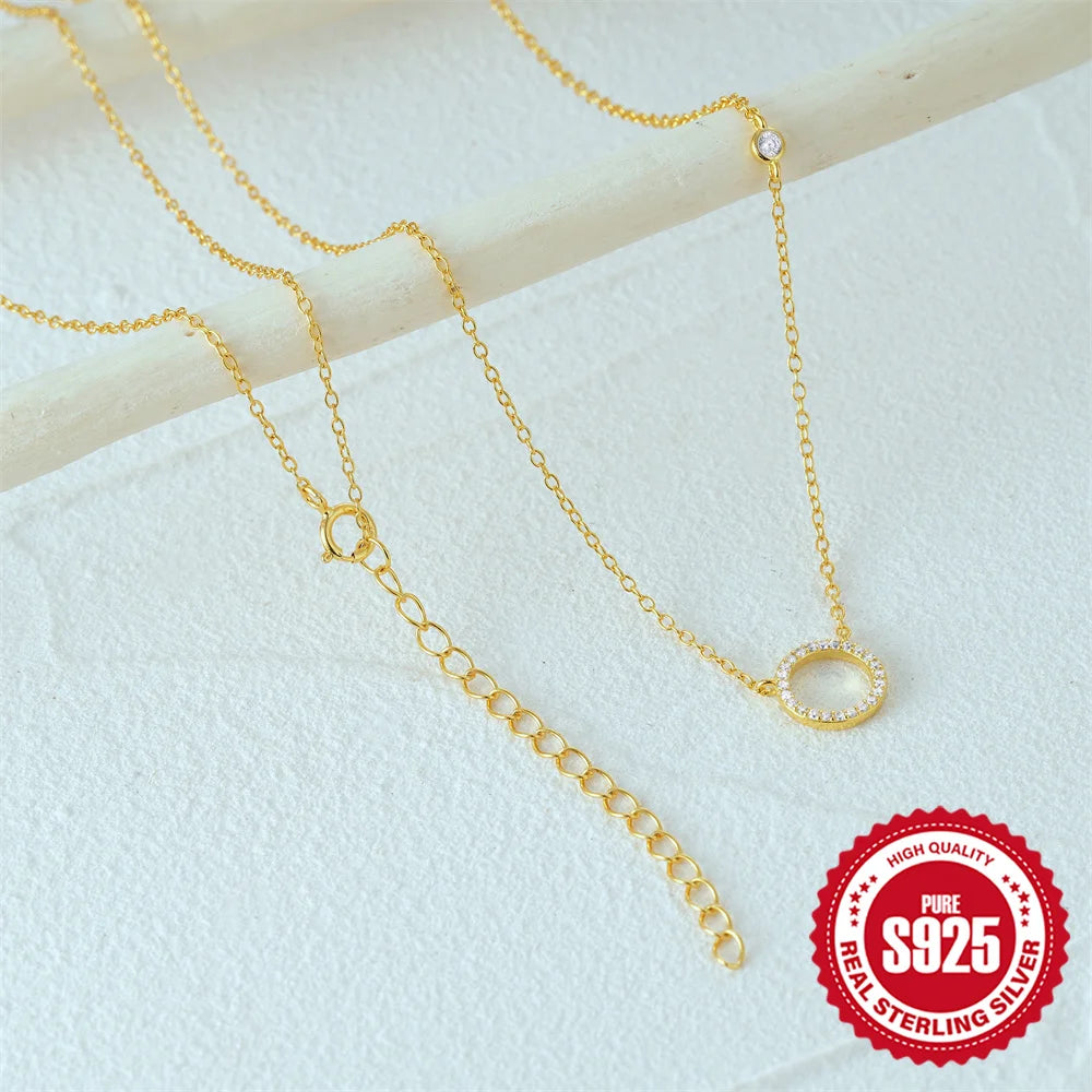 Dainty Circle Pavé Pendant Necklace