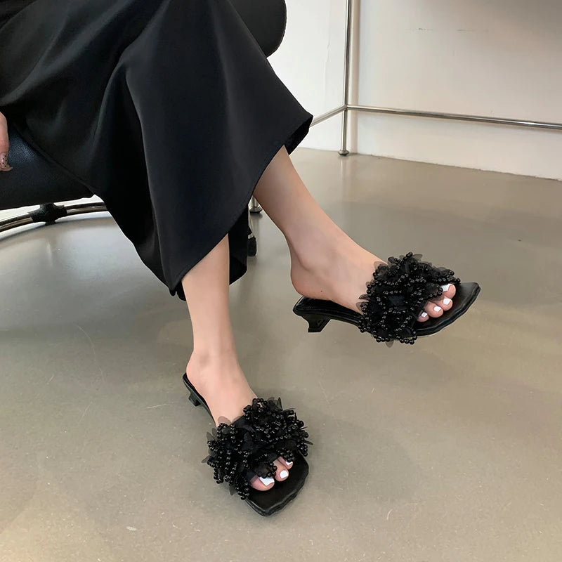 Pearl Bloom Heeled Sandals