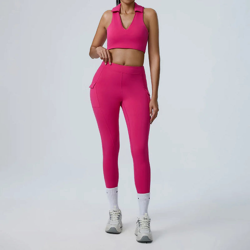 Polo Halter & Cargo Leggings Workout Set