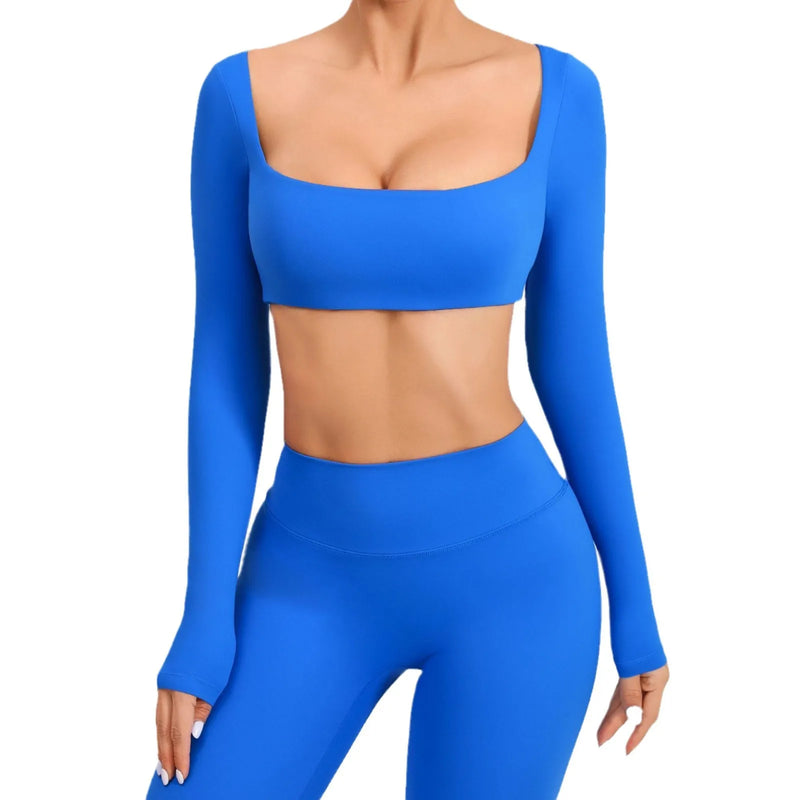 Square Neck Long Sleeve Crop Top
