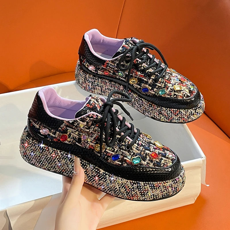 Crystal Embellished Platform Sneakers