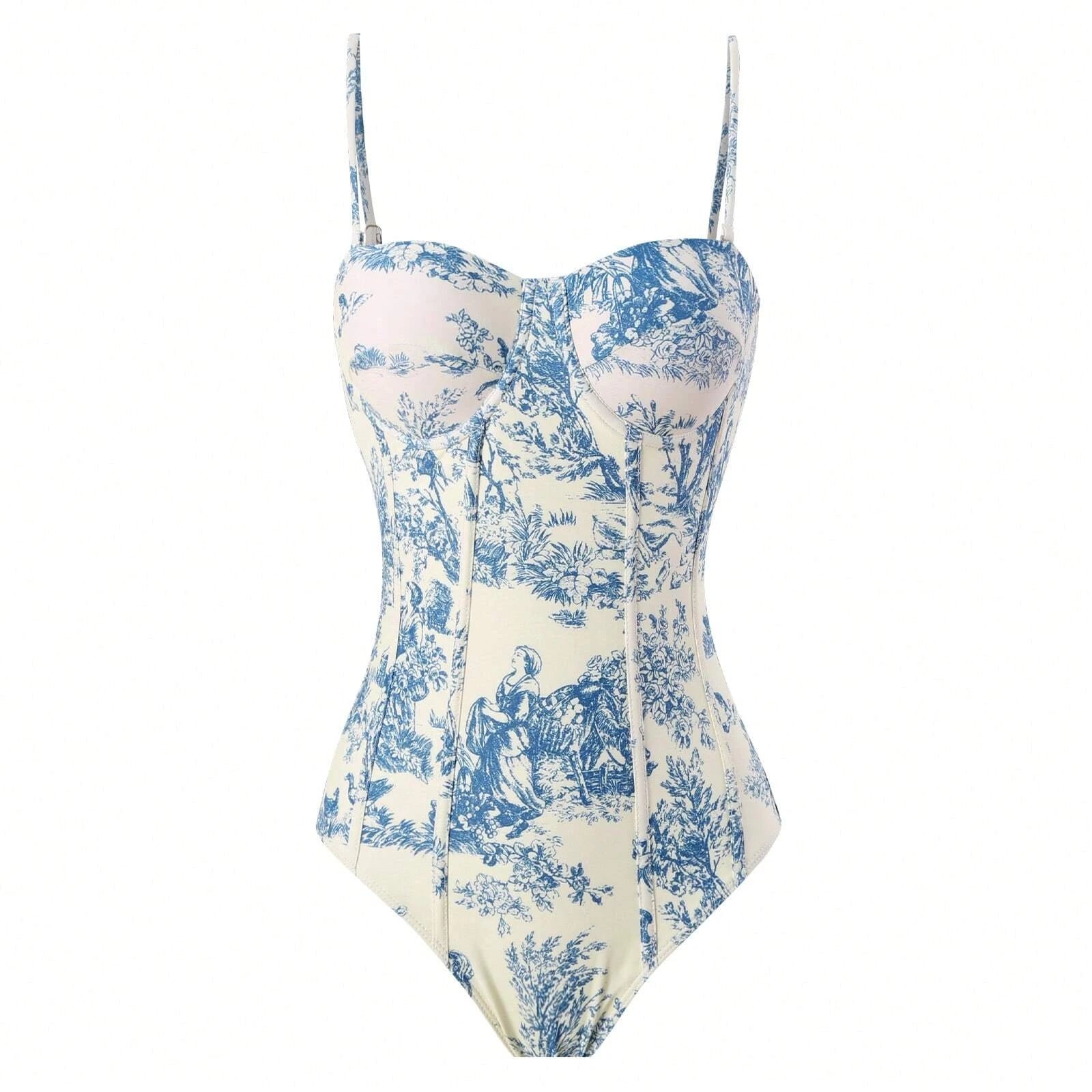 Printed Spaghetti Strap Bodysuit