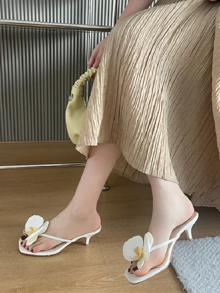 Orchid Accent Slip-On Sandals