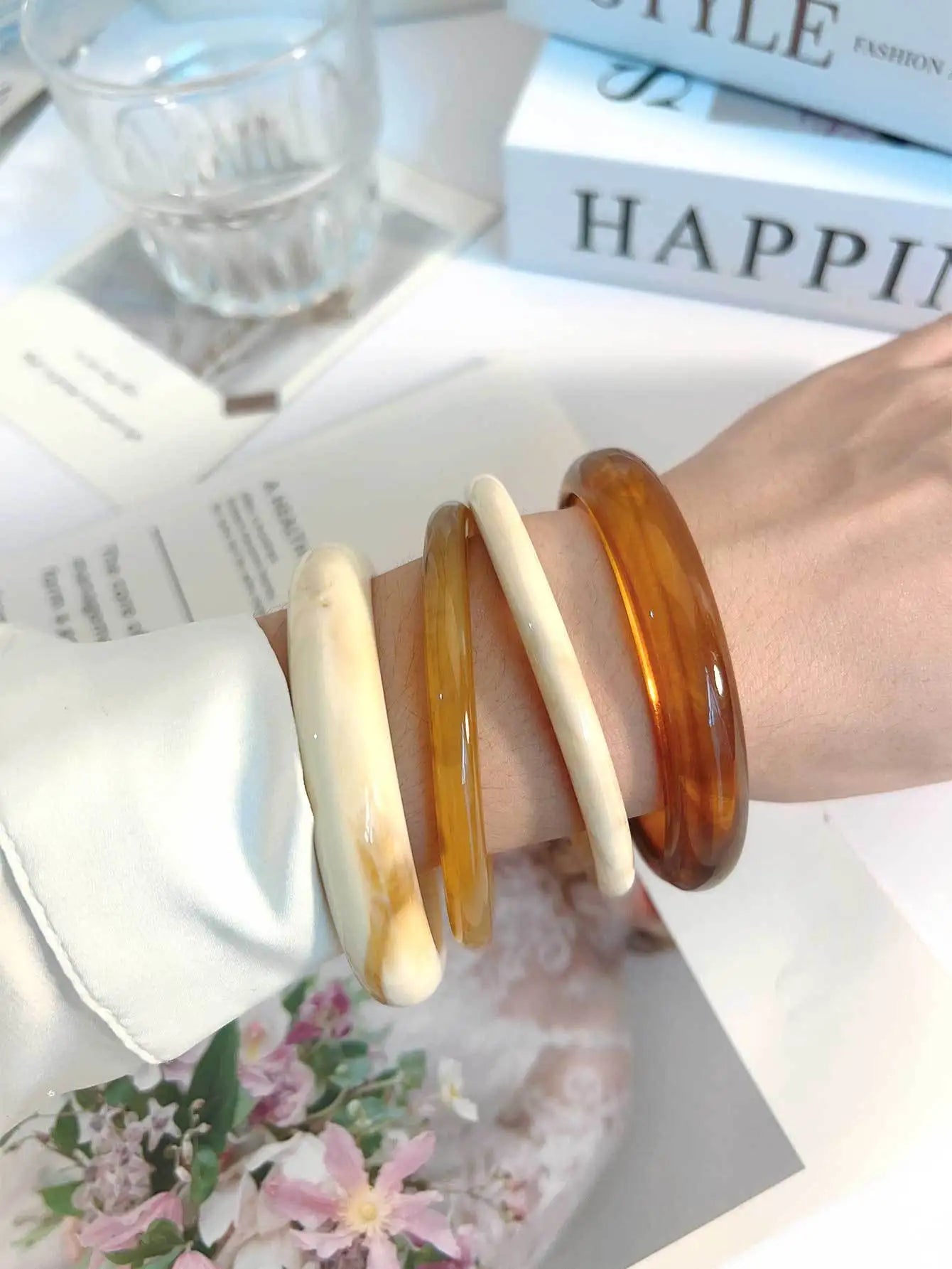 Resin Bangle Bracelet Set