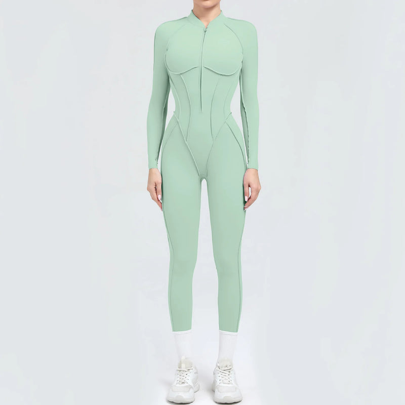 Long Sleeve Zip Front Jumpsuit