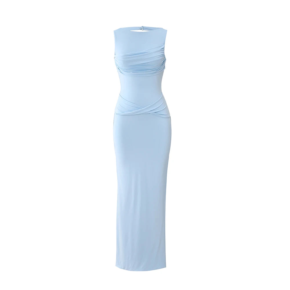 Ruched Sleeveless Maxi Dress
