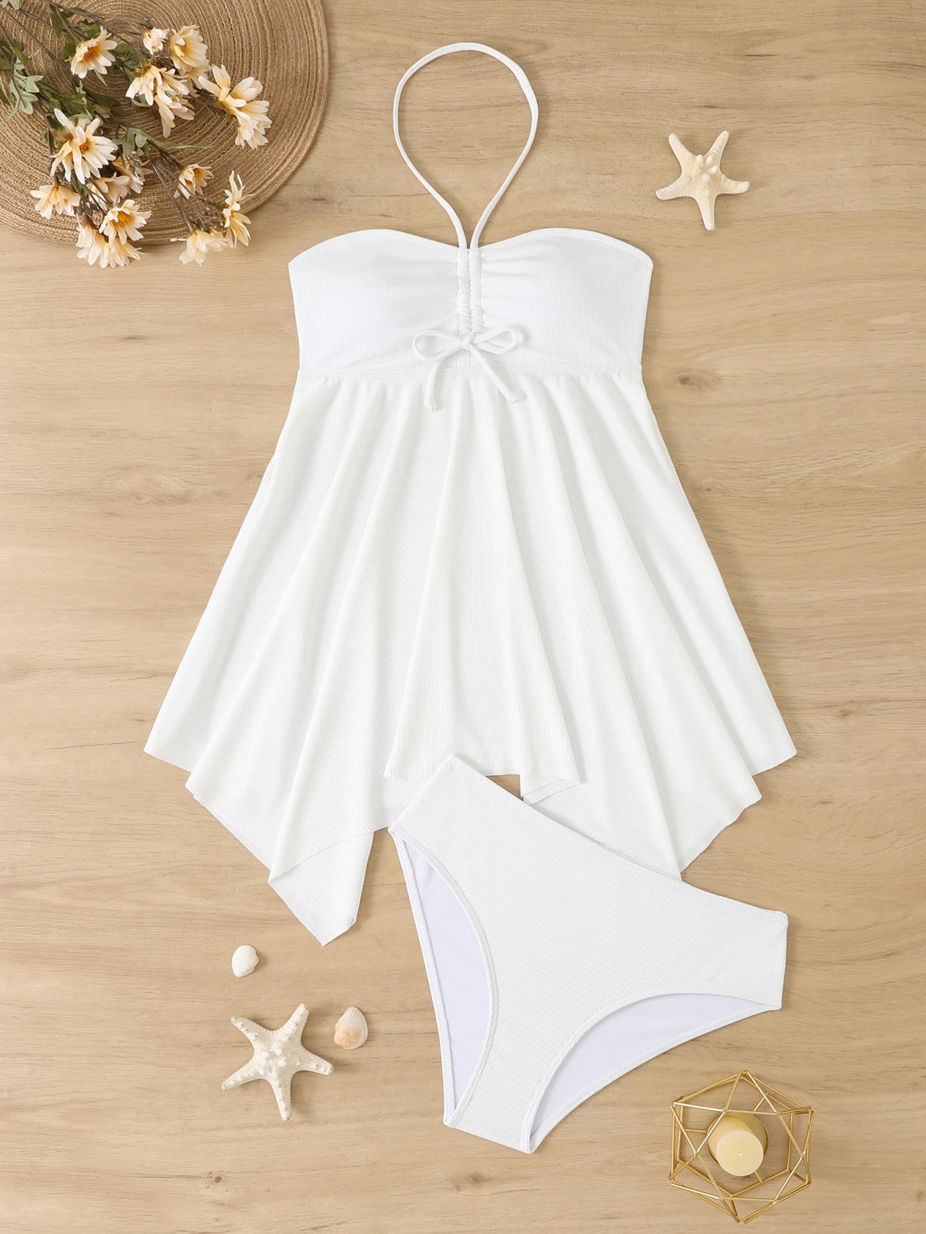 Halter Swimdress with Ruched Detail