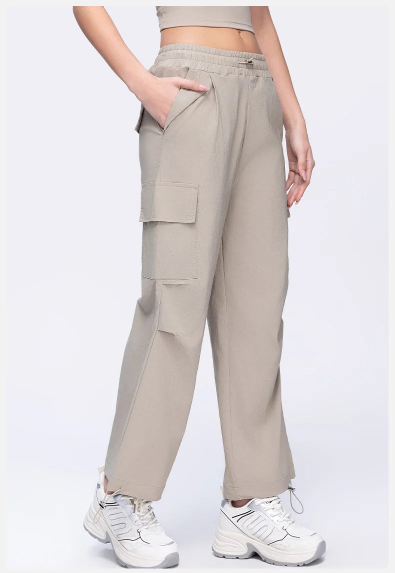 High-Waisted Drawstring Cargo Pants