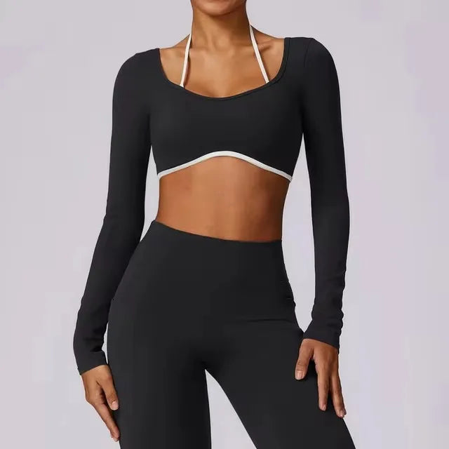 Square Neck Long Sleeve Workout Top