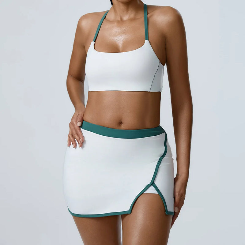 Split-Front Athletic Skirt Set