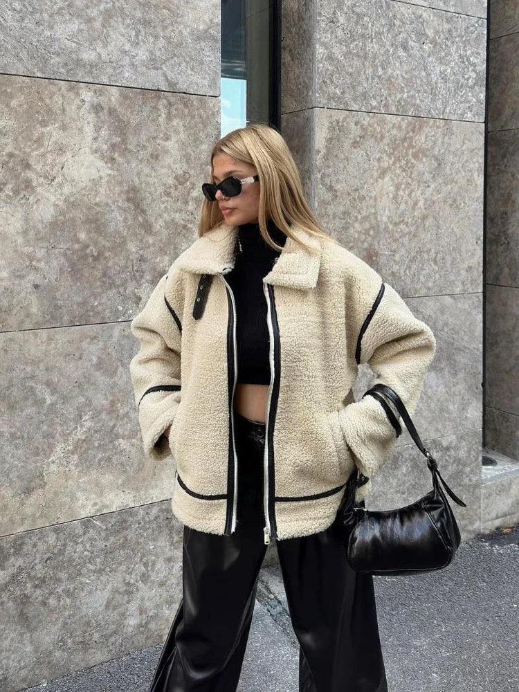 Faux Shearling Zip Jacket