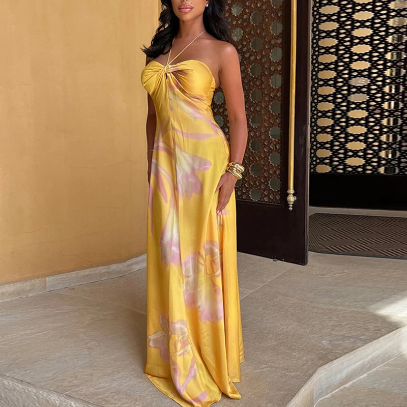 Yellow Strapless Maxi Dress