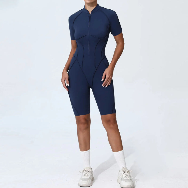 Short-Sleeve Zip Romper